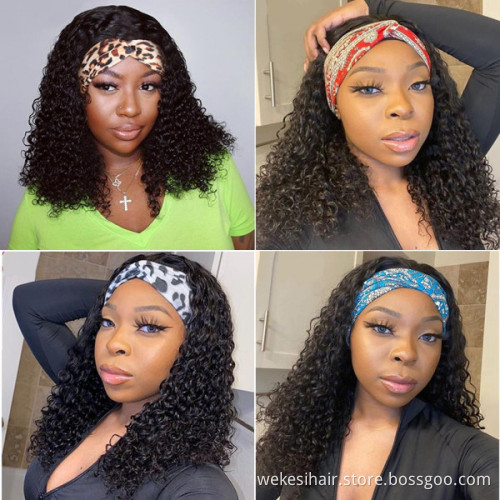 24.9$ Only High Quality Human Hair Headband Wig Wholesale Full Machine Made Non Lace Front Braided Headband Braid Wig